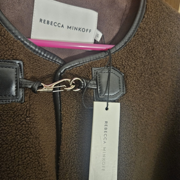 NWT Rebecca Minkoff Chocolate Brown Shearling Toggle Jacket Medium - Picture 3 of 9
